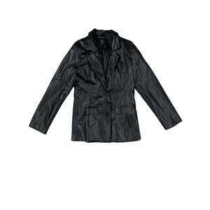 White Fox Boutique - Faux Leather Blazer in Black